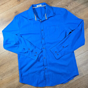 Coofandy Men Long Sleeve Button Down Shirt Medium Light Blue Western Cowboy